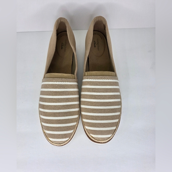 Clarks Serena Paige Womens Slip-Ons Loafers Beige Sand Suede Striped Size 11M - Picture 5 of 16